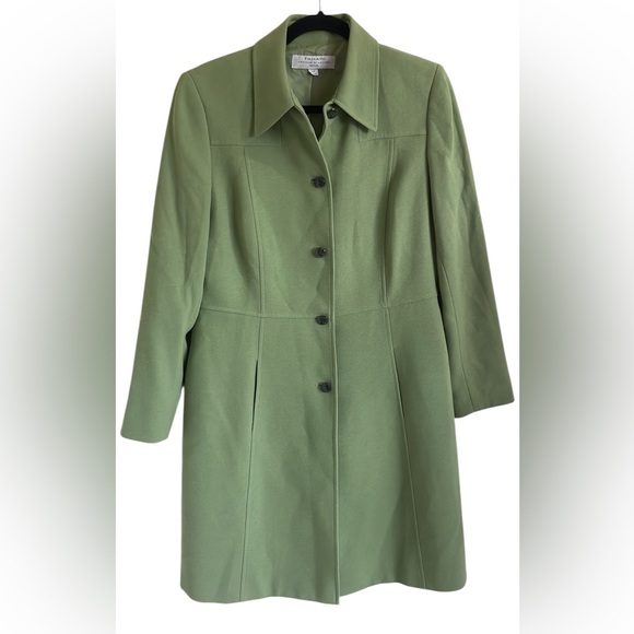 Tahari x Arthur S Levine Sage Light Green Peacoat | Quiet Luxury | Bold layers - Picture 1 of 7